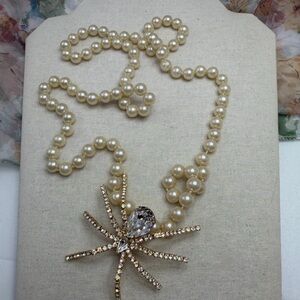 Vintage Ivana Gold Crystal Spider Brooch/ Pearl Enhancer with pearls